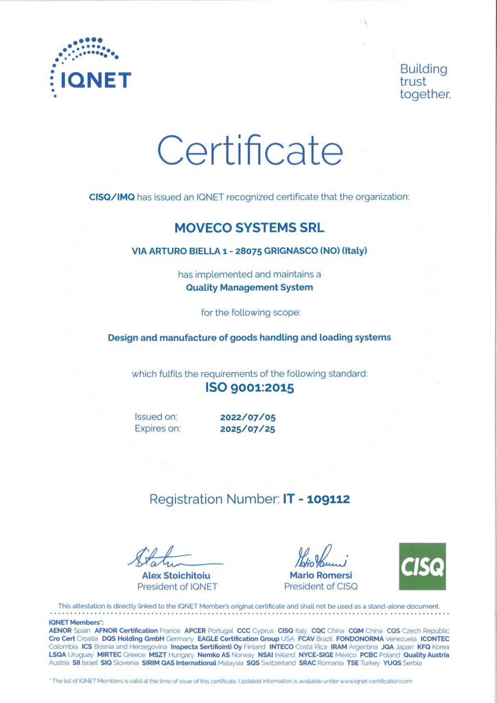 Certificazioni - IQNET - Certificazione di gestione qualità